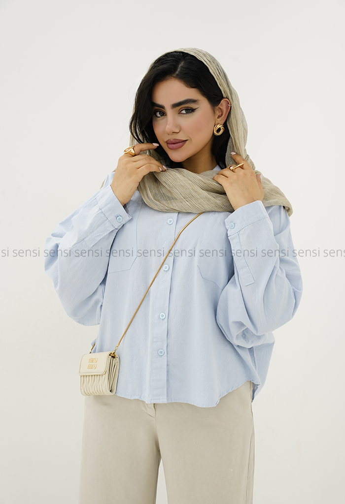 شومیز لینن باکسی کیمونو کد1006057